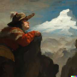 someone gazing at Mount Everest, painting by Diego Velazquez generated by DALL·E 2
